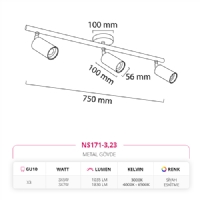 Nevo Sva st l Led Spot Siyah Eskitme NS171-3