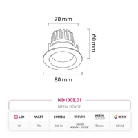 Nevo Sva Alt Led Spot Beyaz ND1003