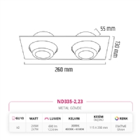 Nevo Sva Alt kili Led Spot Eskitme Siyah ND335-2