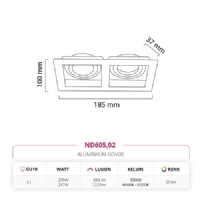 Nevo Sva Alt kili Led Spot Siyah ND605