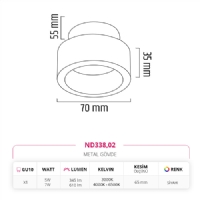 Nevo Sva Alt Led Spot Siyah ND338