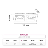 Nevo Sva Alt kili Led Spot Siyah Saten Siyah ND605