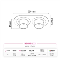 Nevo Sva Alt kili Led Spot Eskitme Siyah ND336-2