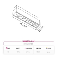 Nevo 48V Frame Led Magnet Linear Armatr Siyah NMA220-1