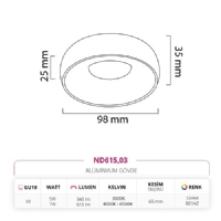 Nevo Sva Alt Led Spot Siyah Beyaz ND615