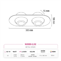 Nevo Sva Alt kili Led Spot Siyah ND330-2