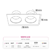 Nevo Sva Alt kili Led Spot Siyah ND316-2