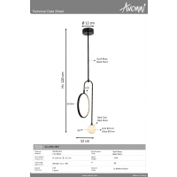 AVONN AV-1896-2BSY Siyah Boyal Modern Avize G9 Metal Cam 28x12cm