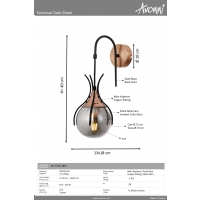 AVVONN AP-1766-1BSY Siyah Kaplama Aplik E27 Metal Cam 13x18cm