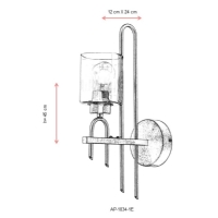 AVONNI AP-1834-1E Eskitme Kaplama Aplik E27 Metal Cam 12x24cm