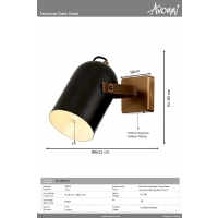 AVONN AP-1860-1E AP-60349-1E Siyah/Eskitme Boyal/Kaplama Aplik E27 Metal 12cm