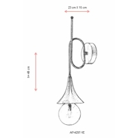 AVONNI AP-60280-1E Eskitme Kaplama Aplik E27 Metal Cam 23x15cm