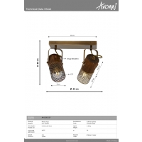 AVONNI AR-1830-2EY Eskitme Kaplama Modern Avize E27 Metal Ahap 32x25cm