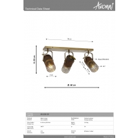 AVONNI AR-1830-3EY Eskitme Kaplama Modern Avize E27 Metal Ahap 60x30cm