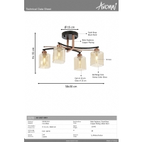 AVONNI AR-1867-4BSY Siyah Boyal Klasik Avize E14 Metal Cam 58x0cm