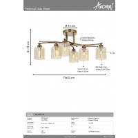 AVONNI AR-1867-6E Eskitme Kaplama Klasik Avize E14 Metal Cam 75x0cm