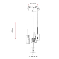 AVONNI AV-1675-4ET-BF Eskitme Kaplama Modern Avize, E14, Metal, Cam, Kristal, 35cm