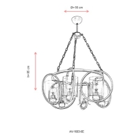 AVONNI AV-1683-6E Eskitme Kaplama Modern Avize, E27, Metal, Cam, 56cm