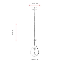 AVONNI AV-1697-1K Krom Kaplama Modern Avize, E14, Metal, Cam, 15cm