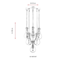 AVONNI AV-1697-6KT Krom Kaplama Modern Avize, E14, Metal, Cam, 50cm