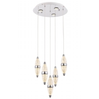 AVONNI AV-1749-5KT Krom Kaplama Modern Avize, LED, Metal, Cam, 40cm