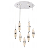 AVONNI AV-1749-7KT Krom Kaplama Modern Avize, LED, Metal, Cam, 50cm