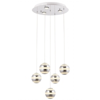 AVONNI AV-1752-5KT Krom Kaplama Modern Avize, LED, Metal, Pleksi, 40cm