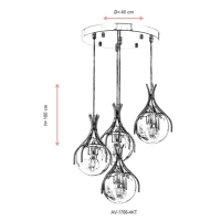 AVONNI AV-1766-4KT Krom Kaplama Modern Avize, E27, Metal, Cam, 40cm