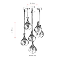 AVONNI AV-1766-6KT Krom Kaplama Modern Avize, E27, Metal, Cam, 50cm