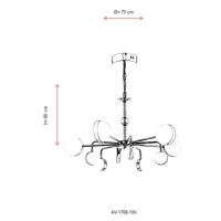 AVONNI AV-1768-10K Krom Kaplama Modern Avize, LED, Metal, Cam, 75cm