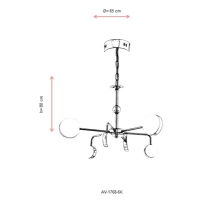 AVONNI AV-1768-6K Krom Kaplama Modern Avize, LED, Metal, Cam, 65cm