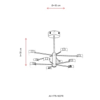 AVONNI AV-1770-10CPR Bakr/Siyah Boyal Modern Avize, LED, Metal, PVC, 65cm