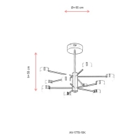 AVONNI AV-1770-10K Krom Kaplama Modern Avize, LED, Metal, PVC, 65cm