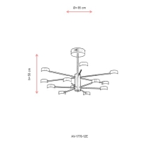 AVONNI AV-1770-12E Eskitme Kaplama Modern Avize, LED, Metal, PVC, 85cm