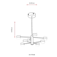 AVONNI AV-1770-8E Eskitme Kaplama Modern Avize, LED, Metal, PVC, 65cm