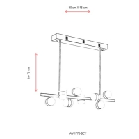 AVONNI AV-1770-8EY Eskitme Kaplama Modern Avize, LED, Metal, PVC, 90x15cm