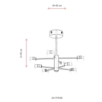 AVONNI AV-1770-8K Krom Kaplama Modern Avize, LED, Metal, PVC, 65cm