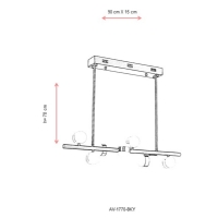 AVONNI AV-1770-8KY Krom Kaplama Modern Avize, LED, Metal, PVC, 90x15cm