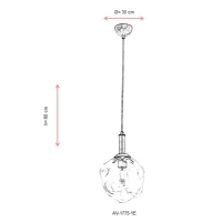 AVONNI AV-1775-1E Eskitme Kaplama Modern Avize, E27, Metal, Cam, 30cm