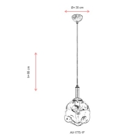 AVONNI AV-1775-1F Eskitme Kaplama Modern Avize, E27, Metal, Cam, 30cm