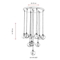 AVONNI AV-1776-10ET Eskitme Kaplama Modern Avize, G9, Metal, Cam, 55cm