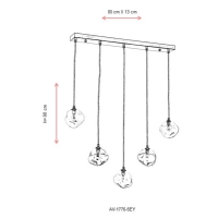 AVONNI AV-1776-5EY Eskitme Kaplama Modern Avize, G9, Metal, Cam, 80x13cm