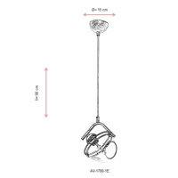 AVONNI AV-1780-1E Eskitme Kaplama Modern Avize, E27, Metal, Cam, 15cm