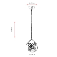 AVONNI AV-1780-1K Eskitme Kaplama Modern Avize, E27, Metal, Cam, 15cm