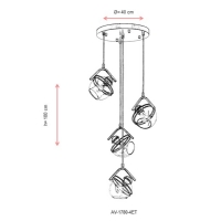 AVONNI AV-1780-4ET Eskitme Kaplama Modern Avize, E27, Metal, Cam, 40cm