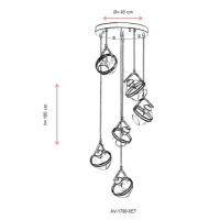 AVONNI AV-1780-6ET Eskitme Kaplama Modern Avize, E27, Metal, Cam, 45cm