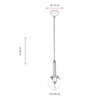 AVONNI AV-1781-1E Eskitme Kaplama Modern Avize, E27, Metal, Cam, 15cm