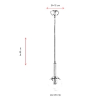 AVONNI AV-1781-1K Krom Kaplama Modern Avize, E27, Metal, Cam, 15cm