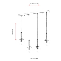 AVONNI AV-1781-4KY Krom Kaplama Modern Avize, E27, Metal, Cam, 70x13cm