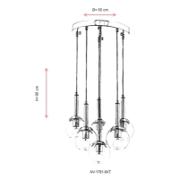 AVONNI AV-1781-6KT Krom Kaplama Modern Avize, E27, Metal, Cam, 50cm